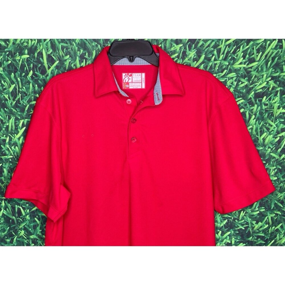 Chick-Fil-A Oobe Team Style Uniform Employee Large Short Sleeve Red Polo Shirt